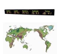 FHSLKXIM Digital Wall Clock With World Time Zone Display, Wall-Mounted Design, Clear Visibility Up To 20 Meters, Ideal For Hotels, Enterprises, And Airports,Black,5time