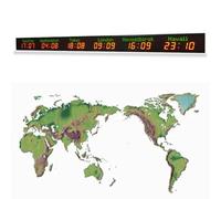 FHSLKXIM Digital Wall Clock With World Time Zone Display, Wall-Mounted Design, Clear Visibility Up To 20 Meters, Ideal For Hotels, Enterprises, And Airports,Black,6time