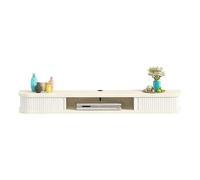 FHSLKXIM Floating Tv Stand Cabinet Floating Tv Cabinet,With Sliding Doors On Both Sides Wall-Mounted Tv Stand With Cable Hole,Suitable Set-Top Box Dvd Player,White,140x23.5x16Cm