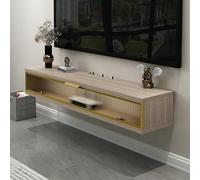 FHSLKXIM Floating Tv Stand,Wall Mounted Tv Cabinet With Door,Entertainment Media Console,Tv Media Console With Cable Holes, Large Storage Tv Bench Under Tv,For Cable Box/Game Cons,Yellow,39 * 9 * 8in