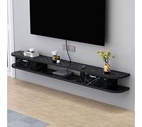 FHSLKXIM Floating Tv Stand Wall Mounted Tv Shelf Entertainment Center Wood Media Console Storage Cabinet Hanging Tv Hutch Component Under/Black/47In,Black,47In