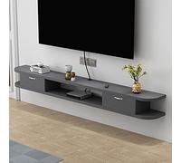 FHSLKXIM Floating Tv Stand Wall Mounted Tv Shelf Entertainment Center Wood Media Console Storage Cabinet Hanging Tv Hutch Component Under/Black/47In,Grey,47In