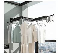 FHSLKXIM Folding Clothes Drying Rack, Invisible Wall-Mounted Clothes Drying Rod Household Retractable Balcony Indoor Bay Window Clothes Rod/Black/3 Sections,Black,3 Sections