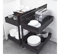 FHSLKXIM Kitchen Cabinet Storage Rack, Kitchen Corner Rotating Rack, Double Drawer Dish Rack, Blind Corner Cabinet Storage Rack, Stainless Steel Pull-Out Basket 800-900Mm, Removab,B,900mm