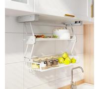 FHSLKXIM Kitchen Organizer 26.7 Inch Pull Down Shelf, Pull Down Shelf Cabinet Organizer, Retractable Dish Rack System, Small Wall-Mounted Cabinet For Over The Stove, Kitchen