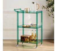 FHSLKXIM Kitchen Organizer 3 Tier Acrylic Utility Cart, Modern Kitchen/Bar Cart, Slim Storage Cart With 4 Universal Wheel And Armrests, Mobile Bathroom Organizer Storage Rolling C,Style 1