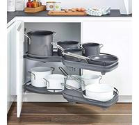 FHSLKXIM Kitchen Storage Rack, Sliding Drawer Storage Rack, Blind Cabinet Pull-Out Storage Rack, 2-Tier Pull-Out Storage Swing Tray For Blind Corner Kitchen/Bathroom Cabinets 800/,Bright,800mm