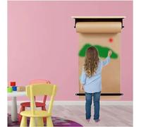 FHSLKXIM Kraft Paper Roll Note Roller Drawing Paper Roll Holder With 2 Rolls Kraft Paper & Wood Shelf, Wall Mount Butcher Paper Cutter,One Color,40cm/15.7