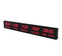 FHSLKXIM Large Digital Led World Clock, 5 Time Zone Wall Mounted City Time Zone World Clock, City Can Be Changed, The Brightness Can Be Adjusted In Three Levels, The All-Aluminum Sh