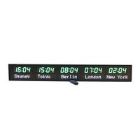FHSLKXIM Led Wall Mounted World Clock With Remote Control, Displaying 5 Cities Time, Adjustable Brightness For Home Or Office,Green+white