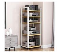 FHSLKXIM Modern Audio Rack with 5/6/7 Levels, Adjustable Shelves, Universal Wheels, Stylish AV Stand, Perfect for Media Storage & Gaming Consoles, Sturdy Stereo Cabinet,D-5-Tier