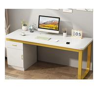 FHSLKXIM Modern Desk With Drawers And Cabinet Home Office Computer Desk Writing Work Station With Sturdy Metal Frame,Wei?,39Inch
