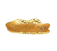 FHSLKXIM Pure Copper Retro Lotus Incense Burner,Brass Treasure Pot,Retro Tray,Tabletop Decoration-Fish Lea Lotus Incense Burner,Lotus Leaf Frog Coaster