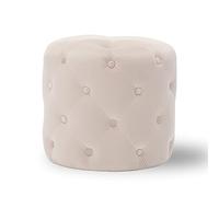 FHSLKXIM Round Velvet Ottoman Modern Comfortable Footrest And Multi Function Decorative Vanity Stool/Coffee Table For Living Room Bedroom Or Entryway Pink 45X45X41Cm,White,45x45x41cm(18x18x16inch)