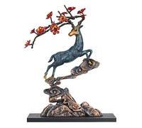 FHSLKXIM Sculptures Statues Tall Pure Copper Elk Deer Statue Sculpture Luxury Magnificent Figurine Office Desk Table Decor Lucky Wealth