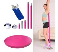 FHSLKXIM Silicone Dance Pole With Pole Crash Mat, 7.5-10Ft Pro Pink Stripping Pole For Training Exercise, Portable Dancing Pole With Removable Extension Tube