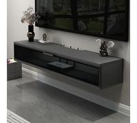 FHSLKXIM Small Tv Stand, Floating Tv Console Entertainment Center Tv Cabinet With Flip Glass Door, For Bedroom, Media Room, Small Living Room,Gray,b,80CM/31in