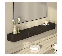 FHSLKXIM Solid Wood Floating Tv Stand,Wall Mounted Media Console With 2 Drawers,Hanging Tv Shelf Entertainment Center Tv Cabinet, For Home Office,Black,180x24x18cm