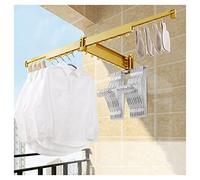 FHSLKXIM Wall Mounted Folding Clothes Hanger, Indoor/Outdoor Adjustable Clothes Drying Rack, Retractable Expandable Dry Hanger For Laundry Room/Aluminum,T Shape,Moonlight Silver,Brilliant Gold