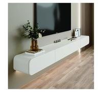 FHSLKXIM Wall Mounted Media Console With 2 Drawers,Solid Wood Floating Tv Stand,Hanging Tv Shelf Entertainment Center Tv Cabinet, For Home Office,White,180x24x18cm