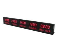 FHSLKXIM World Time Zones Clock, Wall Mounted Digital 5 Time Zone City Time Zone World Clock, City Can Be Changed, The Brightness Can Be Adjusted In Three Levels, For Hotels, Offic