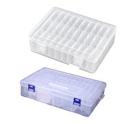 Fhsqwernm 2 Pieces Clear View Jewelry Organizers Set Bead Box 30 And 45 Grids Dustproof Case Craft Storage Container