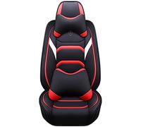 FHSUFG Seat Pad Car Chair Auto Leather Car Seat Covers For Megane 2 3 For Scenic For Captur For Clio For Fluence For Kangoo For Logan For Kadjar(Black Red 4pcs,Deluxe)