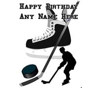 fht32 Ice Hockey Happy Birthday A5 Personalised Greeting Card Posted by US Gifts for All 2016 from Derbyshire UK