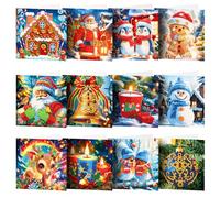 FHTech Store 12PCS DIY Xmas Designs Diamond Painting Greeting Card Set Rhinestone Diamond Art Mosaic Postcards for Xmas Birthdays Thanksgiving & Special Occasion