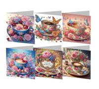 FHTech Store 6PCS DIY Rhinestone Diamond Art Mosaic Postcards Diamond Art Handmade Cards for Xmas Birthdays Thanksgiving & Special Occasion