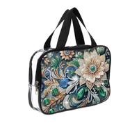 FHTech Store DIY Diamond Art Crystal Rhinestone Cosmetic Bag Zipper Closure Dot Diamond Storage Pack Transparent 5D for Cash Carry Daily Use Travel