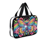 FHTech Store DIY Diamond Art Crystal Rhinestone Cosmetic Bag Zipper Closure Dot Diamond Storage Pack Transparent 5D for Cash Carry Daily Use Travel
