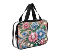 FHTech Store DIY Diamond Art Crystal Rhinestone Cosmetic Bag Zipper Closure Dot Diamond Storage Pack Transparent 5D for Cash Carry Daily Use Travel