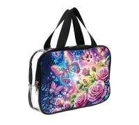 FHTech Store DIY Diamond Art Crystal Rhinestone Cosmetic Bag Zipper Closure Dot Diamond Storage Pack Transparent 5D for Cash Carry Daily Use Travel