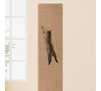 FHTONGE 71x15.8 Thickened Cat Wall Climbing Carpet with 16 Fixed Nails, Extra Large Tall Cat Scratch Pad for Wall, Wall Mounted Climbing Cat Scratcher for Furniture Couch Sofa Protector(Camel)
