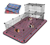 FHTONGE Extra Large Guinea Pig Cage Loft with 2 Waterproof Bedding, DIY Expandable Guinea Pig Playpen with Mat, Modular Small Animal Playpen with Mat for Rat Hamster Chinchilla Bunny (24x C&C Panels)