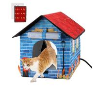 FHTONGE Heated Cat House for Outdoor Cats in Winter, Weatherproof Heated Feral Cat Shelter Insulated Cat Hut, Collaspable Stray Cat Bed House with Self Heating Pad for Outside Wild Small Animal Rabbit