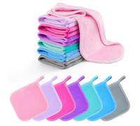 FHUIEWRY Makeup Remover Cloths 14 Pack Set, Reusable Microfiber Makeup Remover Pads Towels for All Skin Types, Face Cloths for Washing Face Soft Makeup Eraser Cloth for Women, 7 Colors