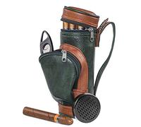 FHUILI Golf Cigar Bag with Cigar Cutter And Humidifier - Portable Cigar Travel Bag - PU Material Golf Cigar Bag Case Holder - for Men'S Gifts