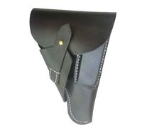 FHUILIJH Classic Cowhide Holster -Adjustable Right Hand Leather Pistol Holster - for Cowboy Larp Cosplay Costume Accessory,Black,18cm