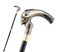 FHUILIJH Decorative Skull Cane Walking Stick, Gentleman's Walking Cane Stick, Accessory for Everyday Use, Drama, Wizarding Cosplay, Stage Prop,Black,91cm