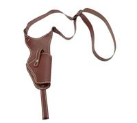 FHUILIJH General Tactical Leather Underarm Handgun Holster Revolver Holster Holder with Belt Gunfighter Cowboy Larp Cosplay Costume Accessory,Brown,20cm
