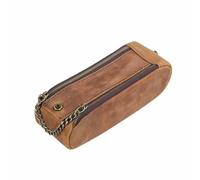 FHUILIJH Genuine Leather Smoking Pouch Bag Organize Case Pipe Tool - Large Capacity Double Pipe Leather Bag - for Christmas,Father's Day,Men's Gifts,Brown,188mm