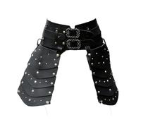 FHUILIJH Medieval Belt Buckle Girdle - Vintage Revival Leather Skirt Armour - for Stage Costume Accessories Cosplay Props,Black,20cm