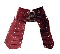 FHUILIJH Medieval Belt Buckle Girdle - Vintage Revival Leather Skirt Armour - for Stage Costume Accessories Cosplay Props,Red,20cm