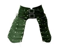 FHUILIJH Medieval Belt Buckle Girdle - Vintage Revival Leather Skirt Armour - for Stage Costume Accessories Cosplay Props,Green,20cm