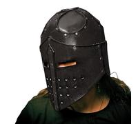 FHUILIJH Medieval Knight Helmet Renaissance Helmet Cosplay Halloween Costume Props,Black,35cm