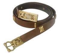 FHUILIJH Medieval Knight's Armed Belt with Dragon and Peacock Brass Buckle for Drama Interpretation COSPLAY Photography Photo Props,Brown,173cm