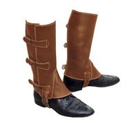 FHUILIJH Medieval Leather Leg Armor Vintage Knight's Calf Guard Boot Covers for Stage Performance Cosplay Photography Props,Brown,30cm