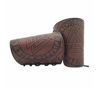 FHUILIJH Medieval Retro Leather Arm Guards Gauntlet - Cosplay Leather Wristband - for Stage Drama Opera Performance Props,Gray,18CM